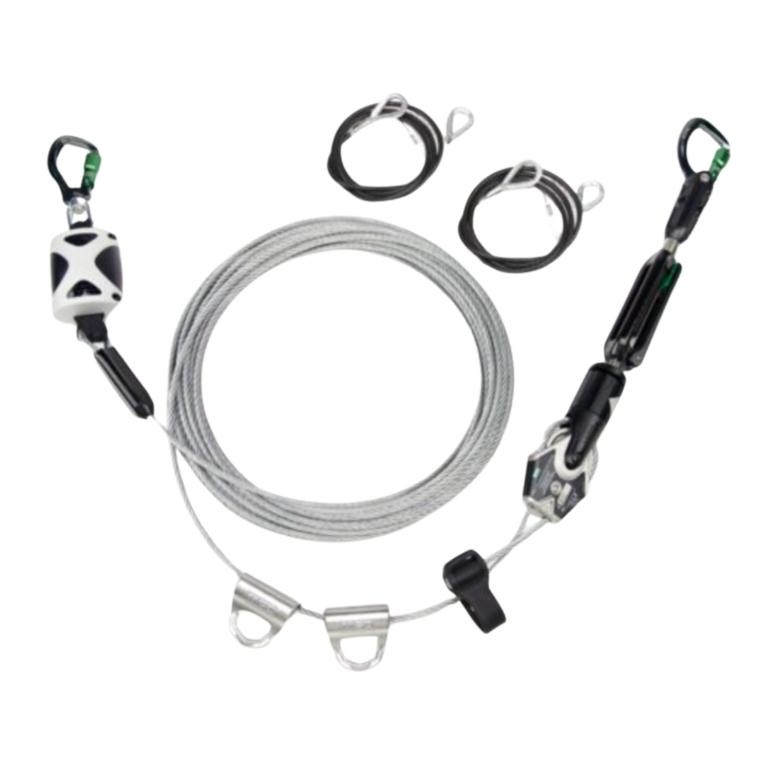 MSA Temporary Cable Horizontal Lifeline for 2 Workers, 18.3m, with bypass shuttles