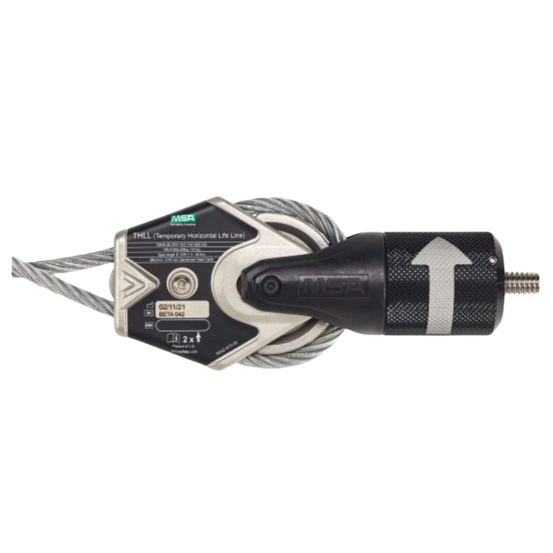 MSA Temporary Cable Horizontal Lifeline for 2 Workers, 18.3m, with bypass shuttles