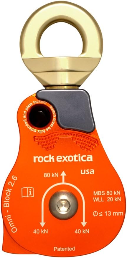 Rock Exotica 2.6" Omni-Block Single Pulley | P55 | Color: Grey & Orange