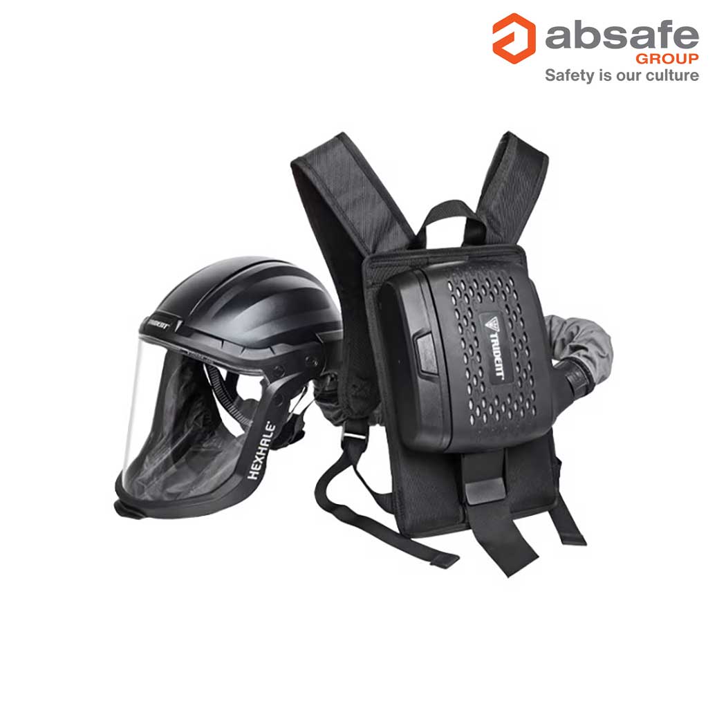 Respirator TRIDENT® HEXHALE® PAPR Complete System with Fast-Charging Extended Battery & Backpack