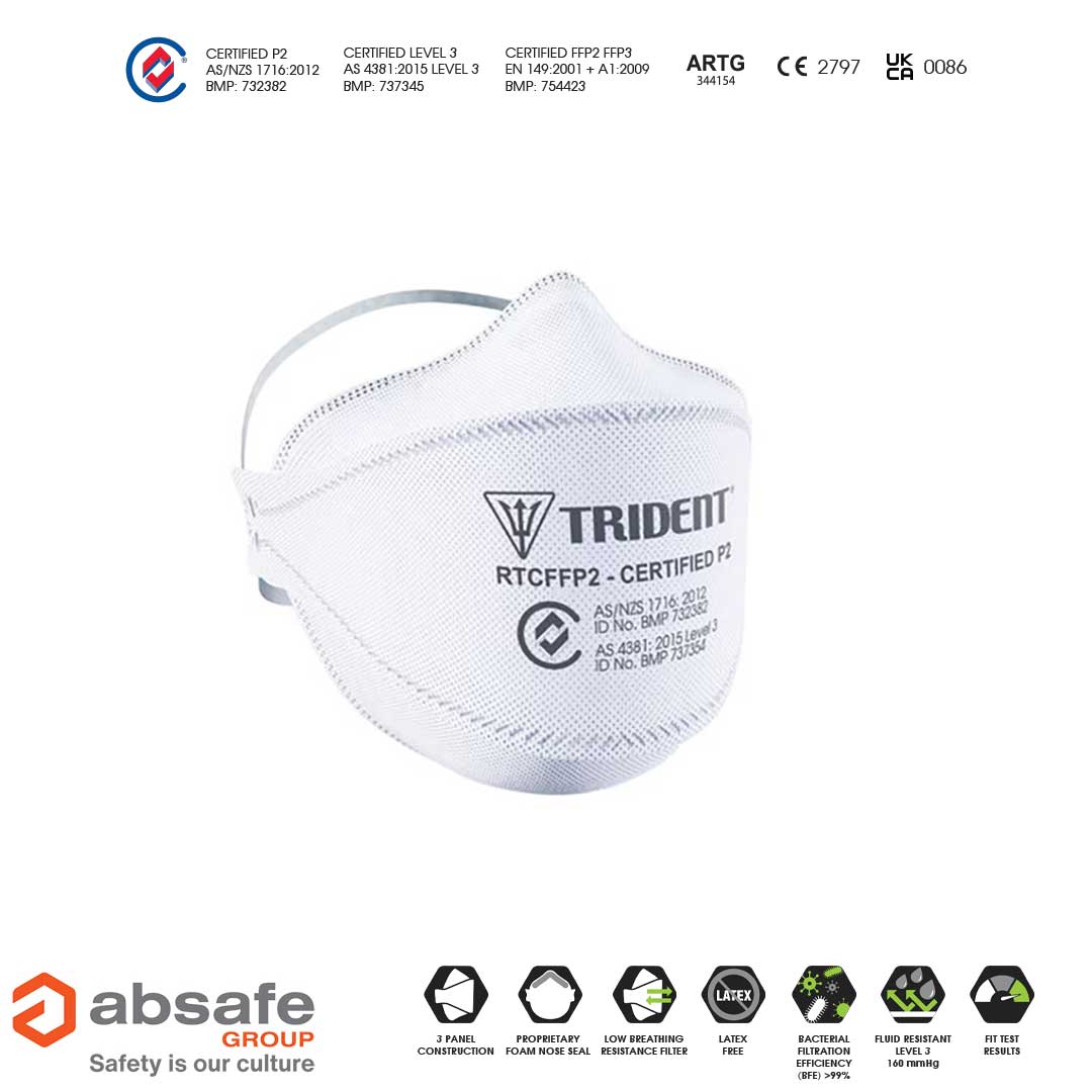 Respirator TRIDENT® Flat Fold P2 Level 3 N95