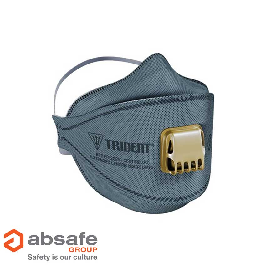 TRIDENT Respirator Flat Fold P2 (20pcs) Regular Carbon Valved