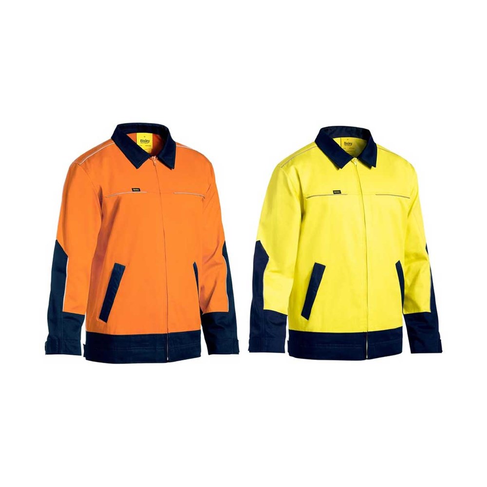 Bisley Hi Vis Drill Jacket With Liquid Repellent Finish
