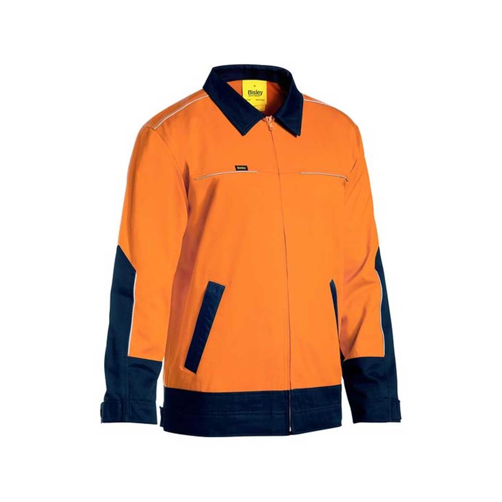 Bisley Hi Vis Drill Jacket With Liquid Repellent Finish