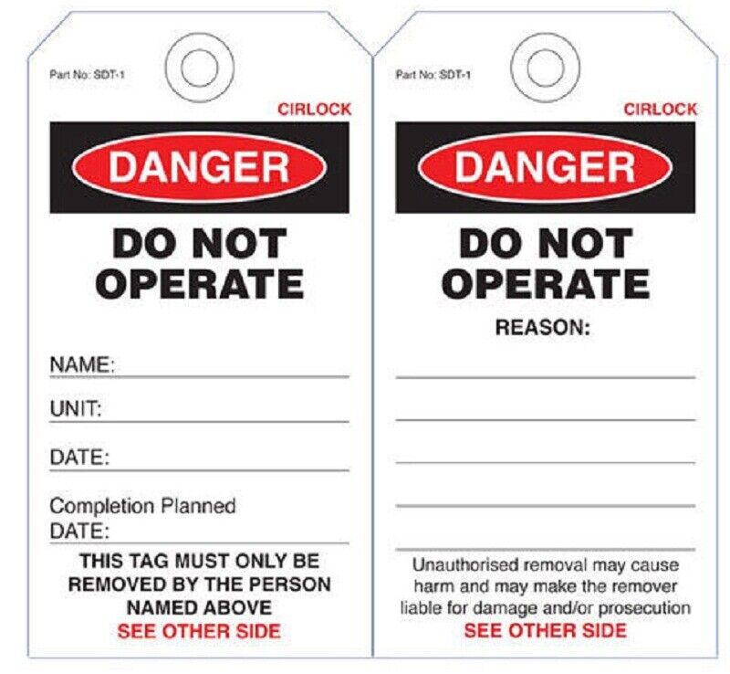 Cirlock DANGER Do Not Operate Tag - Cardboard 140x75 mm