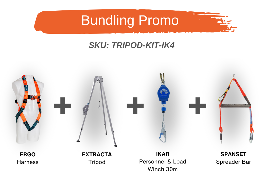 LADDER ACCESS TRIPOD KIT - HARNESS, EXTRACTA TRIPOD, SPREADER BAR, TYPE 2 LOAD WINCH