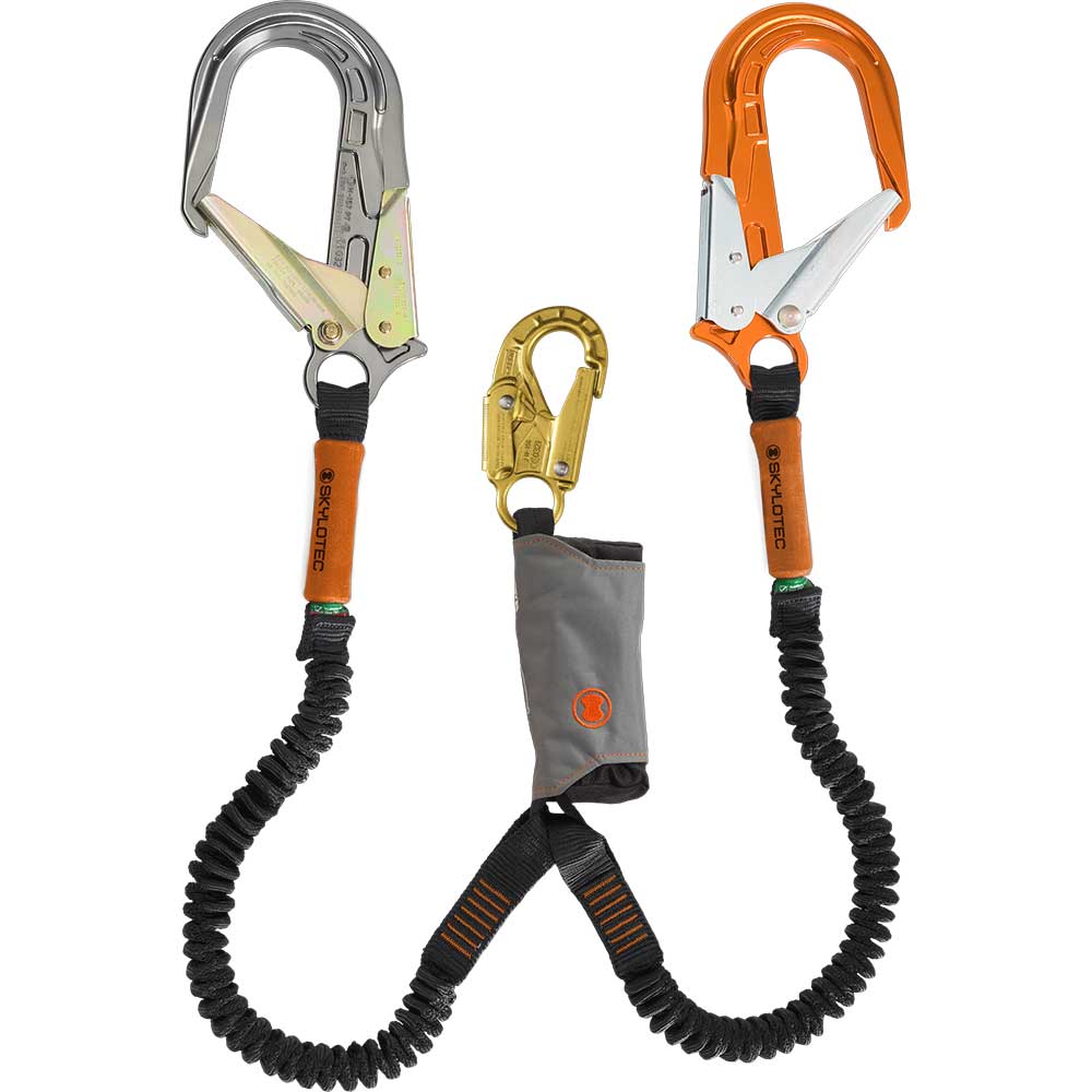 SALE ITEM - 2022 Skylotec Skysafe Pro Flex Y - Twin Elastic Lanyards | Style: Steel DA Hook & Alloy Scaff Hooks