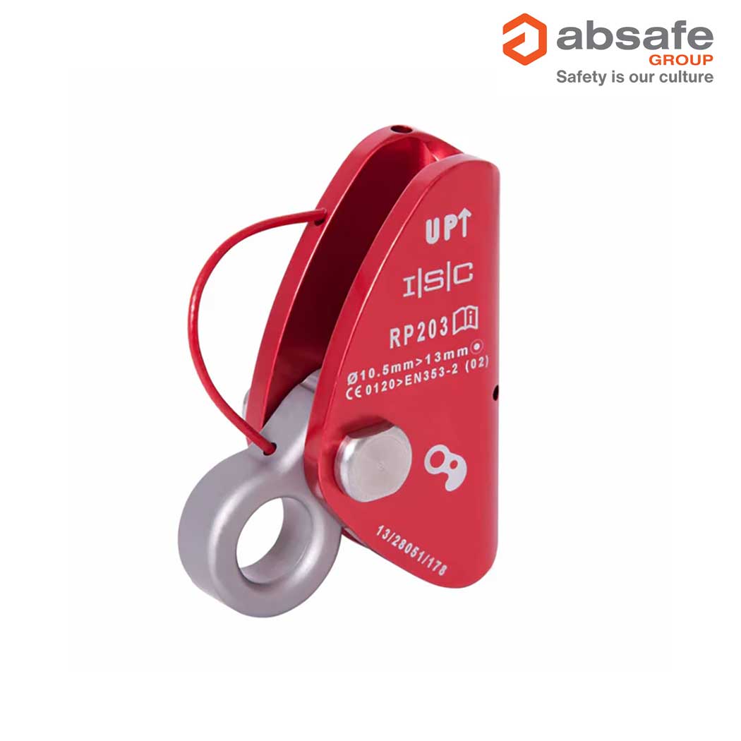 ISC RP203A MINI Rope Grab is a fixed-axle rope grab for 10.5 to 13mm rope