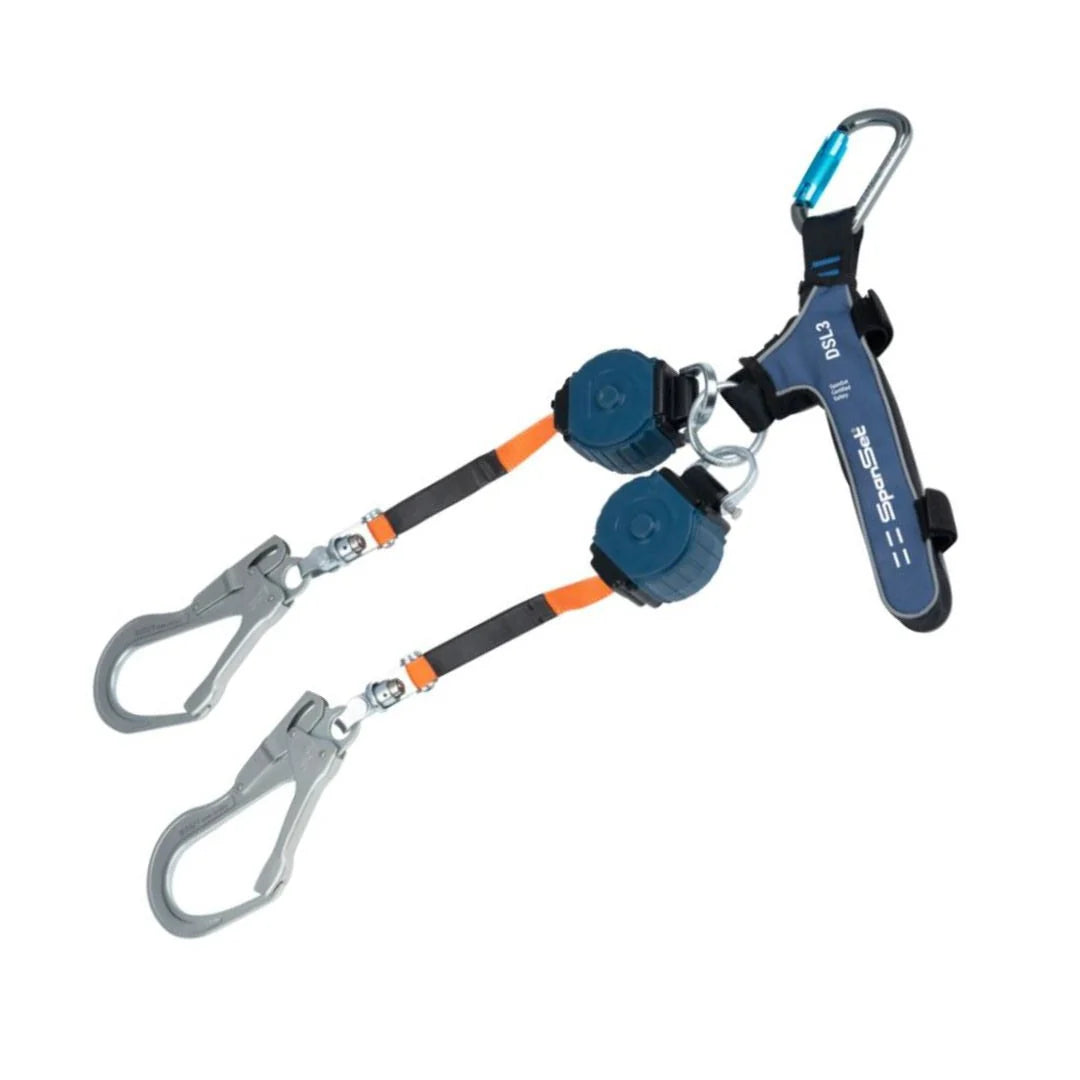 Spanset DSL3-TWIN-STL - 2M TWIN SELF RETRACT LANYARD C/W H3